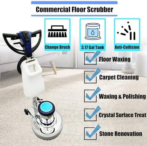 Commercial Floor Cleaning Machine 18" Floor Cleaner and Polisher Industrial Ground Scrubber Buffer Heavy Duty Carpet Cleaner with Three Brushes for Cleaing, 110V - Image 2