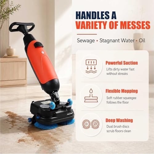 Floor Scrubber Machine 17",Commercial Electric Floor Scrubber And Floor Buffer Machine,Floor Polisher Machine With Brushes,Cordless Electric Spin Scrubber For Concrete,Tile Wood Floors gray - Image 2