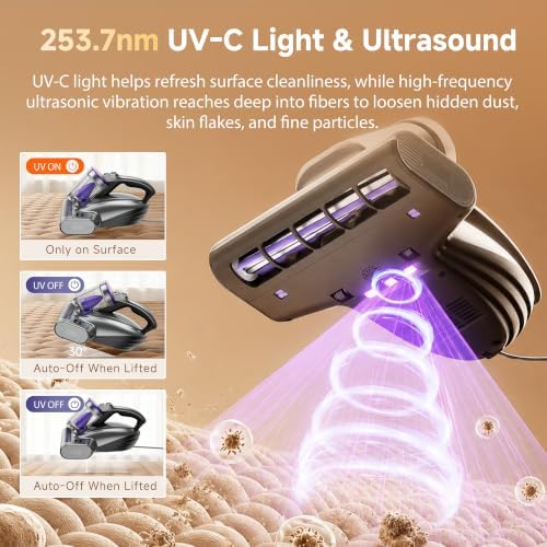 uwant 18Kpa Mattress Vacuum Cleaner 60000RPM Tap Bed Vacuum Set of 1 - Image 4