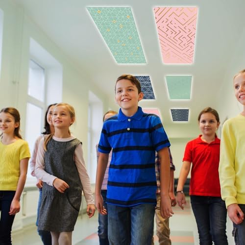 6pcs Classroom Fluorescent Magnetic Light Covers,2x4 FT Geometric - Image 6