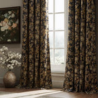 StangH Gold 100% Blackout Floral Velvet Curtains 108 Inch 2 Panels - Image 6