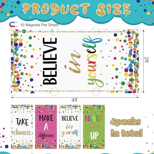 4pcs Classroom Fluorescent Magnetic Light Covers,2x4 FT Colorful Confetti - Image 2