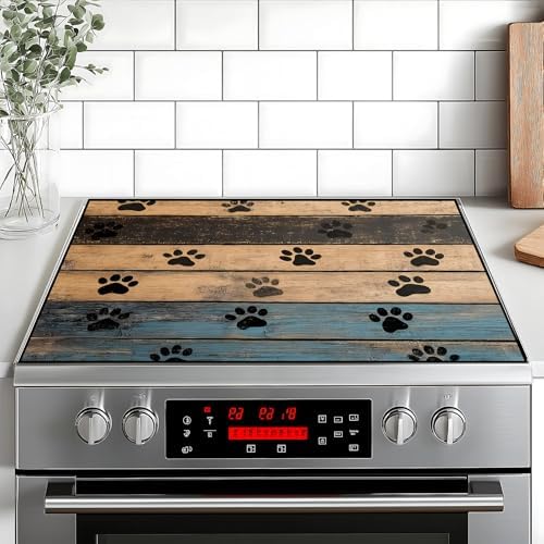 Stove Top Cover Retro Flower Gas Stove Top Cover for Home Decoration Kitchen Pad Non-Stick Washable Cooktop Covers Countertop Protector Keep Stove Clean 28"x20" (Texture-1) by BVBOX