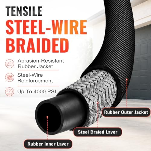 YAMATIC Pressure Washer Hose 100 FT, Steel-Wire Braided, 4000 PSI - Image 3