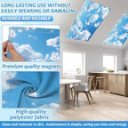 6 Pcs Fluorescent Light Covers with 60 Magnets Decorative for Classroom Ceiling Lights 4 x 2 Feet Magnetic Light Cover Filter Easy Install for Office Hospital Home Ceiling Supplies (Blue Sky Cloud) - Image 3