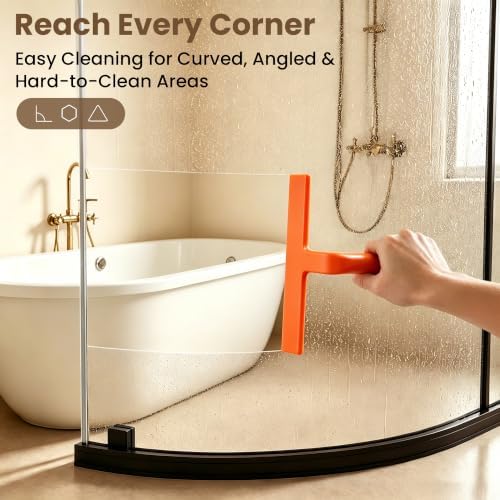 10 Inch Silicone Shower Squeegee for Glass Doors, Streak-Free, Orange - Image 6