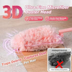 OskokClean Duster Refills Kit with 13" Handle, 10 Count, Pink - Image 3