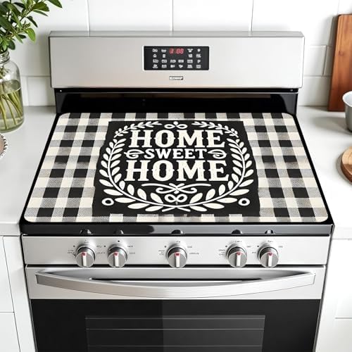 Multi-Design Stove Top Cover for Glass/Electric Stoves - 3-in-1 Heat-Resistant Protector Mat, Non-Slip Drying Rack 30" L x 21" W (Home) by AOHMPT