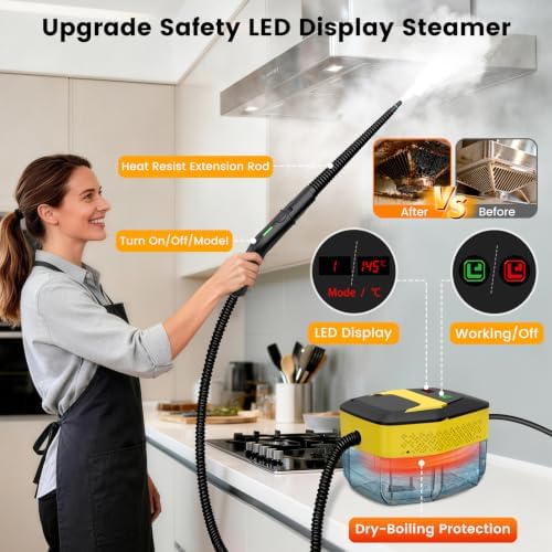 Steam Cleaner, Portable High Pressure Steamer for Cleaning with 18pcs ACC, 8s Heat-Up, 1.9QT Large Tank 3-Level Adjustable Handheld Steam Cleaner for Home Car Detailing, Grout, Bathroom, Furniture - Image 4