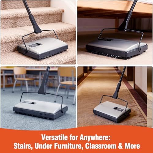 CLEANHOME Carpet Sweeper Manual Cordless for Pet Hair & Debris - Image 5