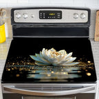 NYZE Stove Top Cover for Electric Stove 28x20 Inch Silicone Stove Topper & Protector, Scratch-Resistant Decorative Kitchen Mat for Electric/Glass Stove Top (White Lotus Water) by GIVEYOUTHEBEST