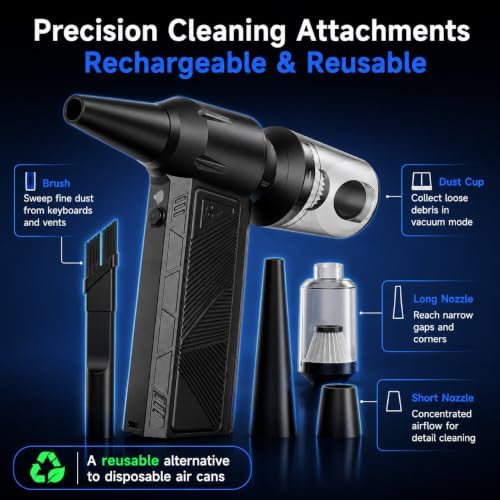 Ecomoment Electric Compressed Air Duster & Vacuum, 150,000 RPM 2-in-1 - Image 7