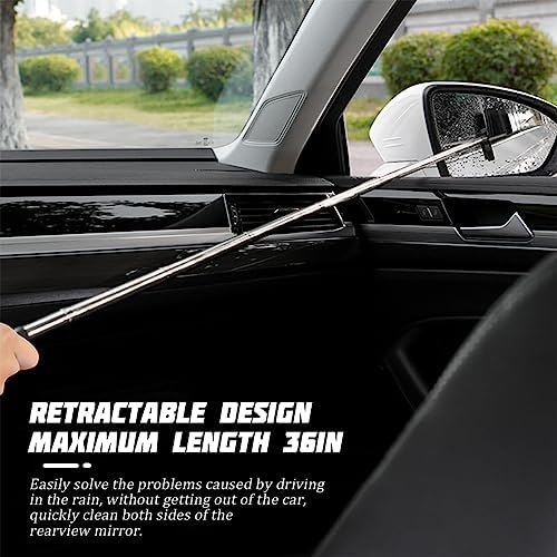 AICEL Car Side Mirror Squeegee, Rearview Mirror Wiper with Telescopic Long Handle, Retractable Small Auto Window Squeegee Cleaner, Portable Glass Cleaning Tool Universal Car Accessories (Blue) - Image 4