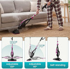 OLIXIS 10-in-1 Steam Mop, 1550W Detachable Handheld Steam Cleaner for Floor Cleaning, 16.4FT Cord, 2 Washable Pads, Multi-Purpose Floor Steamer for Hardwood, Carpet, Tile, Grout, Windows, Black Pink - Image 4