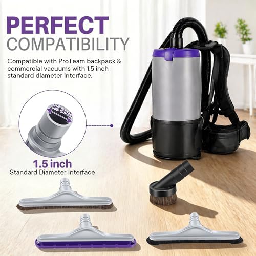 14" Vacuum Floor Brush & 3" Round Dusting Brush with 1 1/2" Reducer Hard Floor Tool Replacement Kit Compatible with ProTeam 101446 Backpack Vacuum, Compatible with Hoover C2401(Horsehair) - Image 5