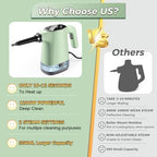 Handheld Steam Cleaner, Portable Steamer for Cleaning with 18PCS Accessories, 12s Fast Heating, Pressurized Steam Cleaner for Home, Kitchen, Bathroom, Car Detailing, Window, and Clothes, Green - Image 2