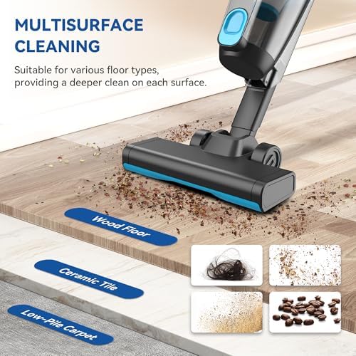 Vazone R6X Corded Stick Vacuum Cleaners for Home, 20Kpa Powerful Suction Stick Vacuum with 16Ft Cord, 2 in 1 Lightweight Handheld Vacuum Cleaner for Hardwood Floor Pet Hair (Indigo) - Image 3