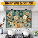 NYZE Stove Top Cover for Electric Stove 28x20 Inch Silicone Stove Topper & Protector, Decorative Kitchen Mat for Electric/Glass Stove Top (Cream & Gold Floral Tree) - Image 3