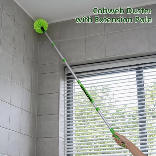 Ceiling Fan Cleaner Cobweb Duster with 6Ft/72'' Extension Pole High Ceiling Fan Blade Cleaning Tool Microfiber Duster Reusable Pads for Cleaning Ceiling Fan, Spider Web, Baseboard, Blind - Image 4
