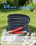 3/8'' Pressure Washer Hose 4800PSI, Kink Resistant Hose 50FT - Image 2