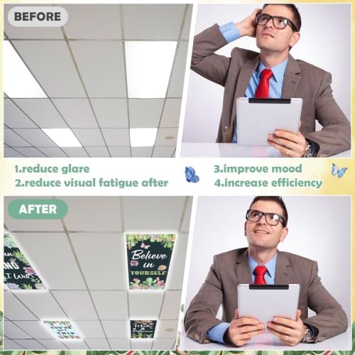 8Pcs Classroom Inspirational Fluorescent Light Covers,2x4 FT Succulent - Image 5