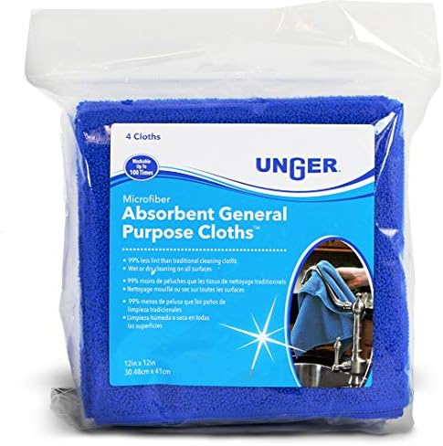 Unger 12” x 12” All-Purpose Microfiber Cloths, 4 Pack, Wet and Dry Cleaning Towels for Kitchen, Furniture, Appliances, Electronics and Glass, Reusable with Less Lint and Streak-Free Results - Image 7
