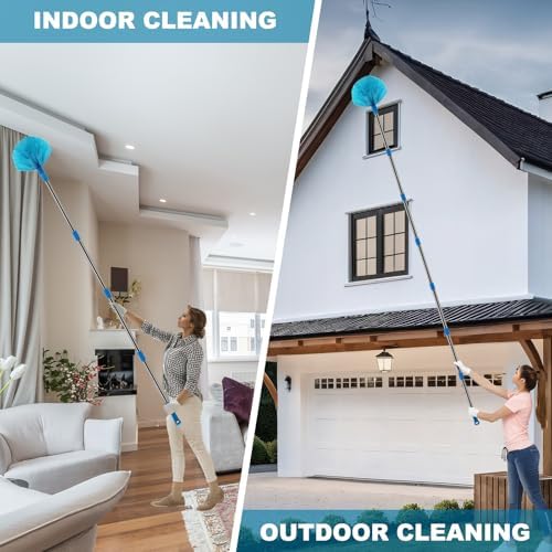 20+ Ft High Reach Ceiling Fan Duster & Cobweb & Corner Brush Duster with 3-13 ft Extension Pole, Microfiber Feather Duster with Washable Head for Ceiling Fan, Furniture, Home Cleaning - Image 5