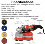 Industrial 2800W Concrete Grinding and Polishing Machine, 3-Head Electric Diamond Grinder with 8” Coverage, 6 Adjustable Speeds, for Professional Concrete, Stone, Marble, and Metal 03 - Image 3