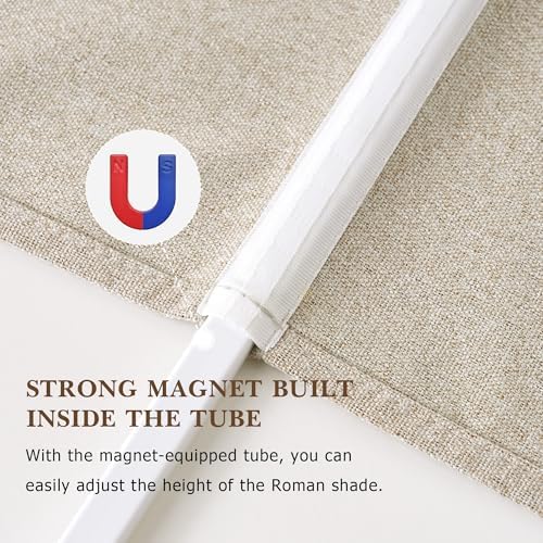 RYB HOME Blackout Roman Shade for Windows, No Drill Cordless Faux Linen Roman Blind, Double-Sided Magnetic Foldable Window Shades for French Doors, Bedroom, Bathroom, Taupe, W26 x H64, 1 Panel - Image 6