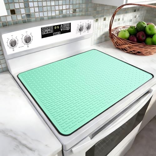 LONGKING Stove top Cover for Electric Stove - Silicone Stove Mat for Glass Top Stove, Range Covers for Electric Stove, Aqua, 28"x20" (Standard) by LONGKING