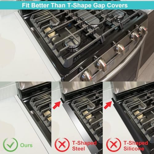 Stove Gap Covers Stainless Steel with White Coated, Stove Gap Filler | Heat Resistant & Easy to Clean Stove Counter Gap Cover, Upgraded Wider Top Perfect Fit White Stove and Counter Guard (23.5"L) - Image 2