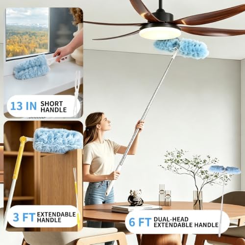 30 Count Blue Duster Kit for Swiffer Heavy Duty Duster Refills with Handle - Image 3