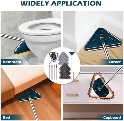 Wall Cleaner Mop with Long Handle, 360° Rotatable Wall Mop, 85“ Baseboard Cleaner Tool Duster for Wall Washer Cleaner Tool for Walls/Dust/Ceiling Fans/Baseboard/Floors - Image 4
