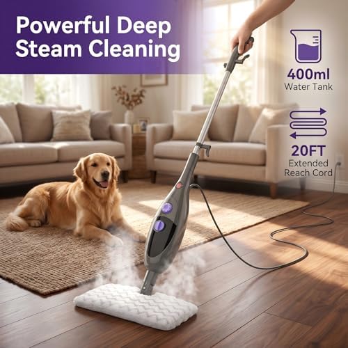 12‑in‑1 Steam Mop, Detachable Handheld Steam Cleaner,15s Fast Heat‑Up,180° Swivel Mop Head,400ml Tank for 45‑Min Continuous Steam,Chemical‑Free for Hardwood Tile Carpet Pet Kids Safe - Image 4