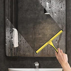 All-Purpose Stainless Steel Shower Squeegee for Shower Doors with 2 Adhesive Hooks, Bathroom Cleaner Tool Household Window Mirror Squeegee for Home Cleaning, Glass Door, Tile Wall, Car, 12 Inch Golden - Image 4