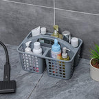 Portable Shower Caddy Basket Plastic Storage Basket with Compartments Grey - Image 2