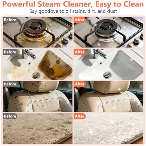 Steam Cleaner, Portable Steamer for Cleaning with 16pcs Accessories, 6-Level Adjustable and 15s Heat-Up, Handheld Steam Cleaner for Home, Tile, Dirt, Grout, Grease, Car Detailing - Image 6
