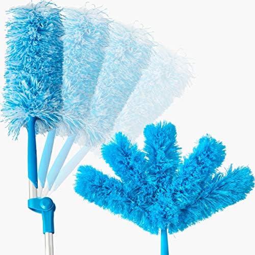 Extendable Washable Microfiber Duster and Blind Cleaner w/Pivoting Head and Extension Pole. Telescopic Arm and Flexible Heads for Easy Ceiling and Cobweb Dusting. Detachable Dusters = Quick Cleaning by Pro-Grade+Cleaning+Supplies