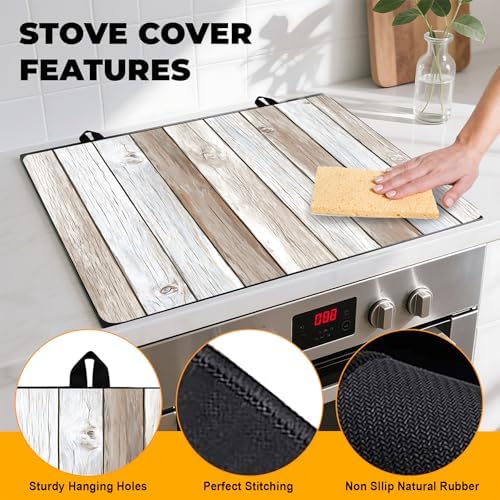 Stove Top Cover Retro Flower Gas Stove Top Cover for Home Decoration Kitchen Pad Non-Stick Washable Cooktop Covers Countertop Protector Keep Stove Clean 28"x20" (Texture-3) - Image 2
