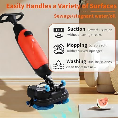 Commercial Floor Buffer Polisher Machine, Electric Floor Scrubber with Double Brushes, 360° Rotating Head, 17” Cleaning Width, Powerful Deep-Cleaning Grey - Image 4
