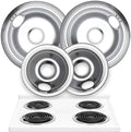 Electric Stove Drip Pans Set of 4 (2 x 6-Inch & 2 x 8-Inch) Replacement Stove Drip Pans for Electric Stove Compatible with Frigidaire, Kenmore, Tappan & More - Stove Burner Drip Pan Replacements by LindasEssentials