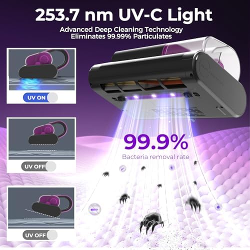 Bear Mattress Vacuum Cleaner, Bed Vacuum Cleaner with 253.7nm UV-C Light, 140°F Heat, HEPA Filter, 15Kpa Strong Suction Versatile Handheld Vacuums for Bed, Sofa, Couch, Dust & Pet Hair(Corded) - Image 5