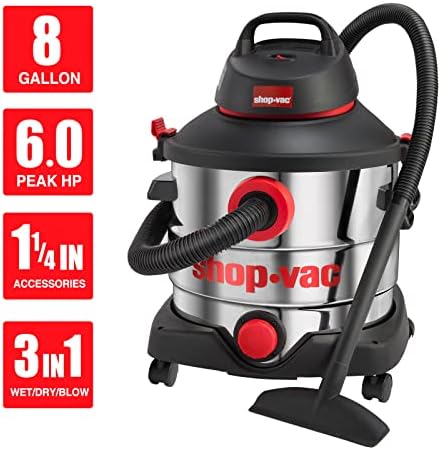 Shop-Vac 5989400 8 Gallon 6.0 Peak HP Wet/Dry Vacuum + 1-1/4" Round Brush 2 Pack… - Image 2