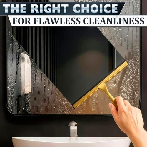 Stainless Steel Shower Squeegee, Glass, Silicone, 10 Inch (Gold) - Image 4
