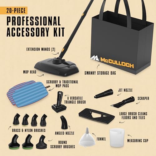 McCulloch MC1375 Canister Steam Cleaner, 90 Min Runtime, 20 Accessories - Image 3