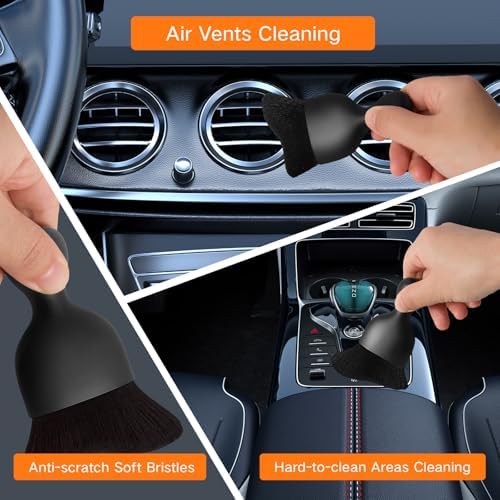 Qydipclin 10pcs Windshield Cleaner Tool, Car Window Cleaning Wash Kit with 4 Reusable Microfiber Pads 1 Spray Bottle and Extendable Handle Auto Glass Wiper Kit, Orange - Image 7