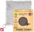 Knapp Made CM Scrubber 6" x 6" Small Ring Chainmail Cast Iron Scrubber, Premium Stainless Steel Mesh Cleaner for Pre-Seasoned Pans, Dutch Ovens, Grills and Skillets by BBQ-AID