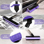 Grout Cleaner Brush with Long Handle, V-Shaped Floor Scrub Brush Swivel Grout Brush Stiff Bristle Floor Grout Scrubber for Bathroom, Tile Line, Crevice, Kitchen, Wall, Deck, Garage (Purple) - Image 5