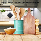 Bivvclaz Teal Kitchen Utensil Holder, 6.7" Utensil Holder for Kitchen Counter, Cooking Utensil Crock with Cork Bottom, Turquoise Decor and Accessories, Countertop Utensil Storage Caddy Organizer - Image 5
