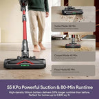 Ultenic Cordless Vacuum Cleaner, 55KPA/650W/80Mins, Cordless Stick Vacuum with 180°Bendable Wand, Touch Screen, Anti-Tangle Brush, Self-Standing, Vacuum Cleaners for Home/Floor/Pet Hair/Carpets - Image 2